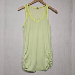 Lululemon Run Tie and Fly Tank Ray Yellow Side Cinch Mesh Back Size 4